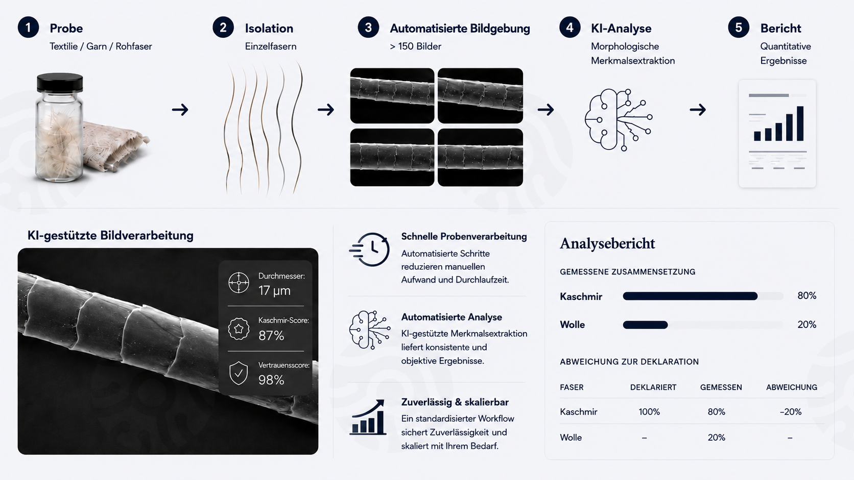HairSense KI-gestützter Faseranalyseprozess